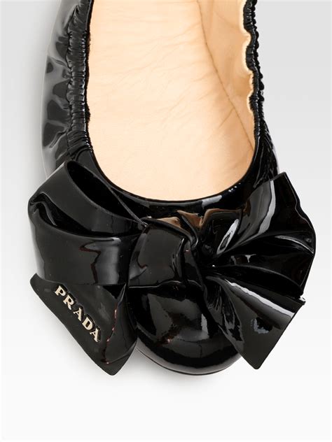 prada bow flats|Prada leather ballet flats.